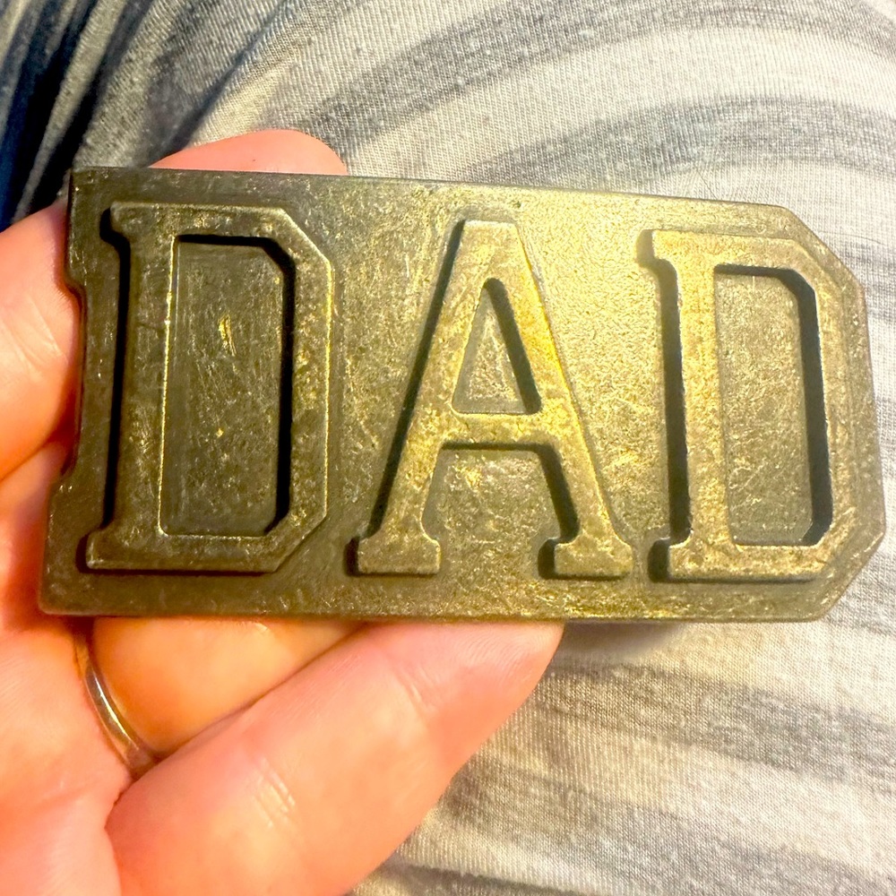 Vintage solid brass DAD belt buckle